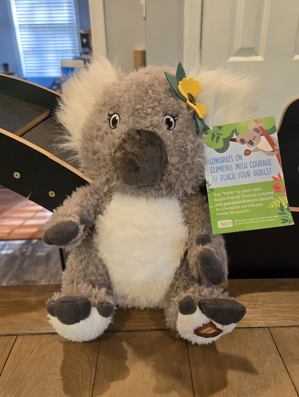 Plush Koala Stuffed Animal With Flowers And Bow New